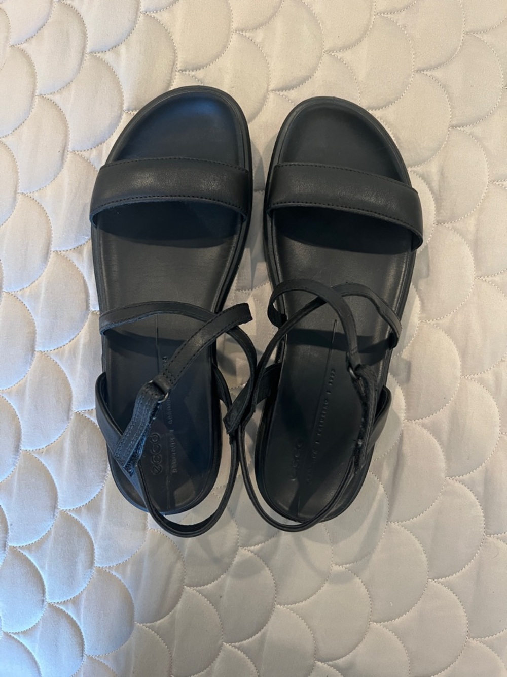 Ecco Black Minimalist Ankle-Strap Sandals